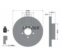 2x Disque de frein ventilé de l'intérieur 92066903 TEXTAR pour OPEL OMEGA B