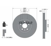 2x Disque de frein ventilé de l'intérieur 92074003 TEXTAR pour PEUGEOT FIAT