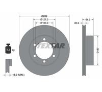 2x Disque de frein ventilé de l'intérieur 92076300 TEXTAR pour TOYOTA VW