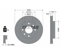 2x Disque de frein ventilé de l'intérieur 92103903 TEXTAR pour MITSUBISHI VOLVO