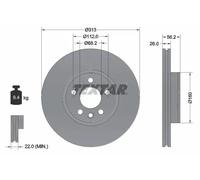 2x Disque de frein ventilé de l'intérieur 92109905 TEXTAR pour VW SEAT FORD