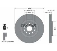 2x Disque de frein ventilé de l'intérieur 92115800 TEXTAR pour LANCIA THESIS