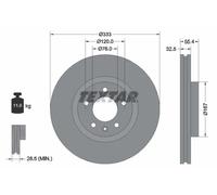 2x Disque de frein ventilé de l'intérieur 92121305 TEXTAR pour VW MULTIVAN T5