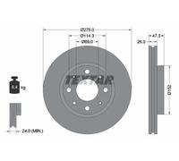 2x Disque de frein ventilé de l'intérieur 92136700 TEXTAR pour KIA