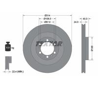 2x Disque de frein ventilé de l'intérieur 92144803 TEXTAR pour MITSUBISHI