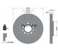 2x Disque de frein ventilé de l'intérieur 92145003 TEXTAR pour ALFA ROMEO BRERA