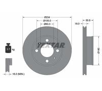 2x Disque de frein ventilé de l'intérieur 92146803 TEXTAR pour HYUNDAI ATOS