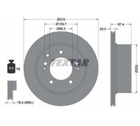 2x Disque de frein ventilé de l'intérieur 92147400 TEXTAR pour KIA SORENTO I