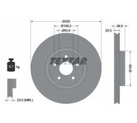 2x Disque de frein ventilé de l'intérieur 92149105 TEXTAR pour VOLVO FORD