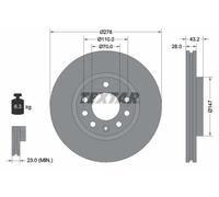 2x Disque de frein ventilé de l'intérieur 92156400 TEXTAR pour OPEL CORSA D