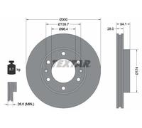 2x Disque de frein ventilé de l'intérieur 92164500 TEXTAR pour KIA