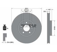 2x Disque de frein ventilé de l'intérieur 92166005 TEXTAR pour HYUNDAI