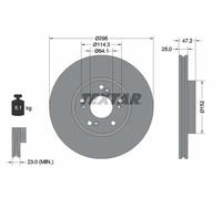 Textar Disque de frein 92195000 ventilé de l'intérieur pour Honda Accord VIII 2x