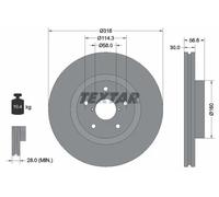 2x Disque de frein ventilé de l'intérieur 92199203 TEXTAR pour SUBARU TRIBECA