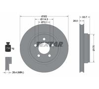 2x Disque de frein ventilé de l'intérieur 92203303 TEXTAR pour JEEP DODGE