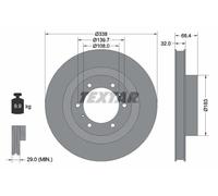 2x Disque de frein ventilé de l'intérieur 92223903 TEXTAR pour TOYOTA