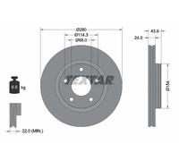 2x Disque de frein ventilé de l'intérieur 92232203 TEXTAR pour NISSAN JUKE