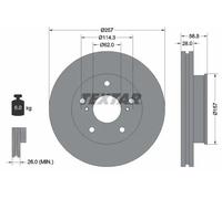 2x Disque de frein ventilé de l'intérieur 92236003 TEXTAR pour TOYOTA