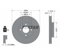 2x Disque de frein ventilé de l'intérieur 92241400 TEXTAR pour CHEVROLET
