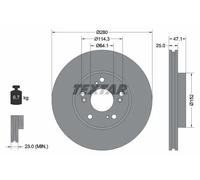 2x Disque de frein ventilé de l'intérieur 92252503 TEXTAR pour HONDA CIVIC IX