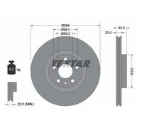 2x Disque de frein ventilé de l'intérieur 92252803 TEXTAR pour FIAT 500 C PANDA