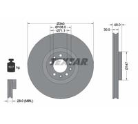 2x Disque de frein ventilé de l'intérieur 92256003 TEXTAR pour PEUGEOT CITROËN