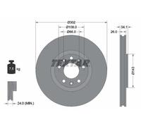 2x Disque de frein ventilé de l'intérieur 92268103 TEXTAR pour PEUGEOT RCZ