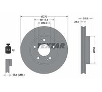2x Disque de frein ventilé de l'intérieur 92270803 TEXTAR pour MITSUBISHI