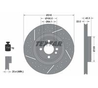2x Disque de frein ventilé de l'intérieur 92279105 TEXTAR pour MINI MINI Coupé