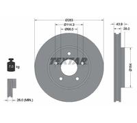 2x Disque de frein ventilé de l'intérieur 92280103 TEXTAR pour NISSAN LEAF