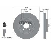 2x Disque de frein ventilé de l'intérieur 92281803 TEXTAR pour HYUNDAI