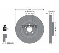 2x Disque de frein ventilé de l'intérieur 92289905 TEXTAR pour MERCEDES-BENZ CLS