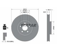 2x Disque de frein ventilé de l'intérieur 92293605 TEXTAR pour FORD FORD USA