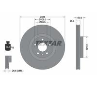 2x Disque de frein ventilé de l'intérieur 92309603 TEXTAR pour FORD