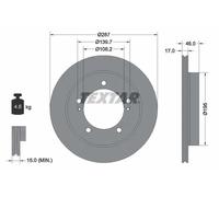 2x Disque de frein ventilé de l'intérieur 92314103 TEXTAR pour SUZUKI