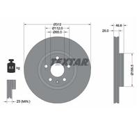 2x Disque de frein ventilé de l'intérieur 92343203 TEXTAR pour MG MG HS
