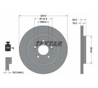 2x Disque de frein ventilé de l'intérieur 92347503 TEXTAR pour HYUNDAI