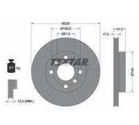 Textar Disque de frein 92350903 Avant Ø238 mm Épaisseur 17 mm ventilé de l'intérieur 2x