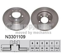 2x Disque de frein ventilé de l'intérieur N3301109 NIPPARTS pour OPEL RENAULT