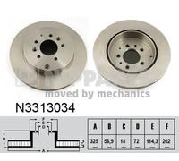 2x Disque de frein ventilé de l'intérieur N3313034 NIPPARTS pour MAZDA CX-9 CX-7