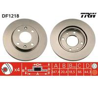 2x Disque de frein ventilé DF1218 TRW pour PEUGEOT CITROËN