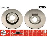 2x Disque de frein ventilé DF1225 TRW pour CITROËN PEUGEOT