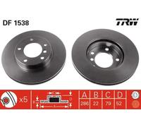 2x Disque de frein ventilé DF1538 TRW pour BMW 3 3 Coupé 3 Touring 3 Compact
