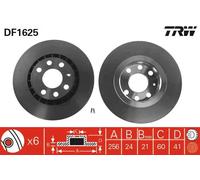 2x Disque de frein ventilé DF1625 TRW pour OPEL DAEWOO LOTUS