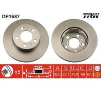 2x Disque de frein ventilé DF1687 TRW pour VOLVO 240 240 Kombi 260 Break 260