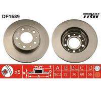 2x Disque de frein ventilé DF1689 TRW pour VOLVO 740 Kombi 740 760