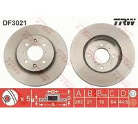 2x Disque de frein ventilé DF3021 TRW pour ROVER HONDA MG LOTUS