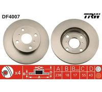 2 x TRW DF4007 Disque de frein pour TOYOTA