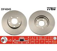 TRW Disque de frein DF4045 - Avant ventilé, à haute teneur en carbone - 1 pièce