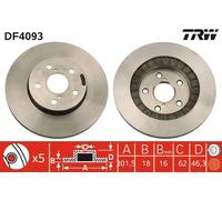 2x Disque de frein ventilé DF4093 TRW pour TOYOTA RAV 4 I RAV 4 I Cabrio